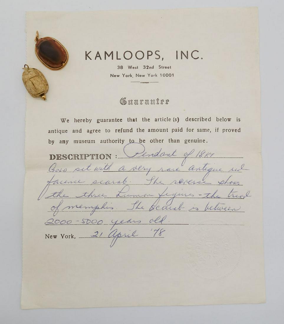Antique Egyptian Scarab Gold Pendants w Written Appraisal from Kamloops, Inc (1 of 5)