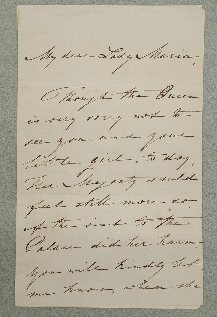 Autographed Signed Letter ALS Baroness Louise Lehzen on Behalf of Queen Victoria, Buckingham Palace (1 of 7)