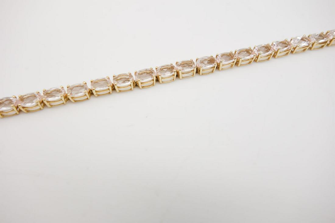 Vintage 14K Gold Oval Cut Morganite Gem Tennis Bracelet (1 of 5)