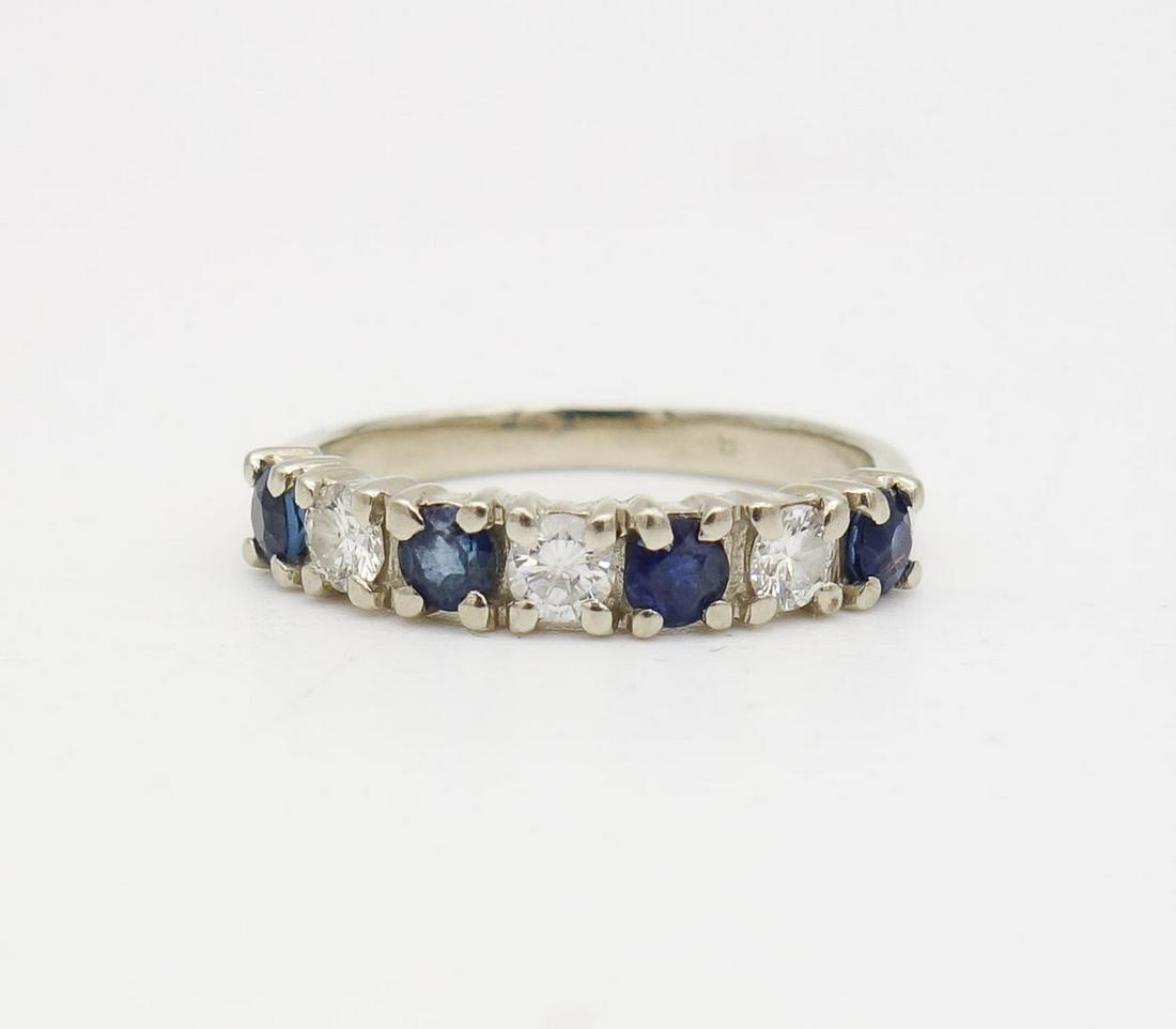 Vintage 14K White Gold Diamond Sapphires Child's Ring Size 3.5 (1 of 6)