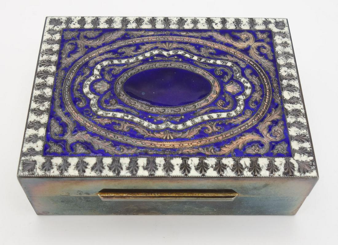 Vintage 800 Silver Cobalt Blue Enamel Decorated Box (1 of 8)