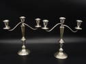 Vintage Pair Gorham Sterling Silver Puritan Three Light Candelabras