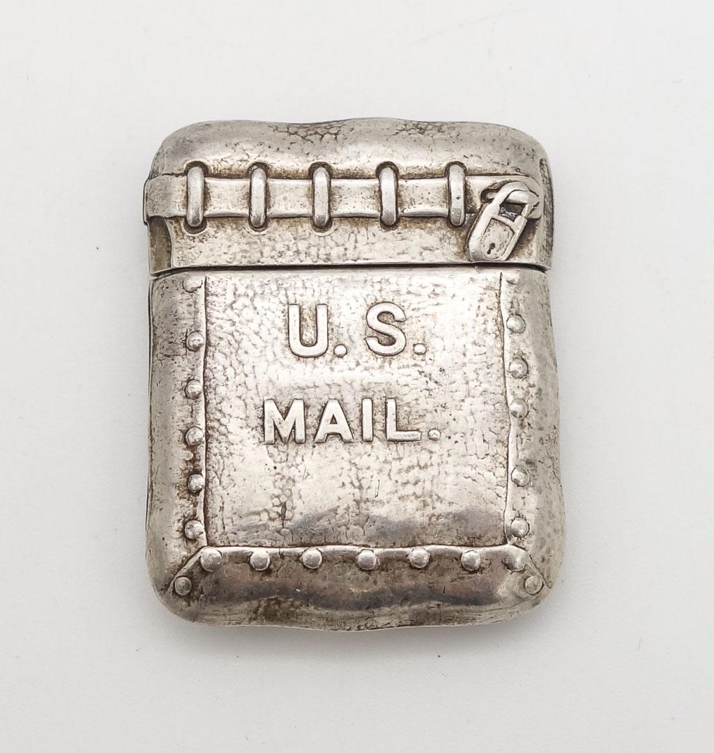 Antique United States Mail Sterling Silver Mail Bag Postage Stamp Case (1 of 5)