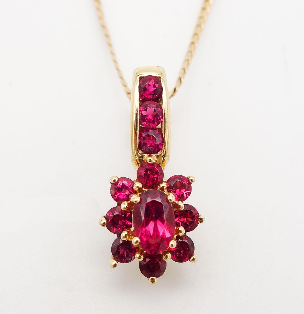 Vintage 14k Gold Natural Ruby Necklace Enhancer Pendant (1 of 6)