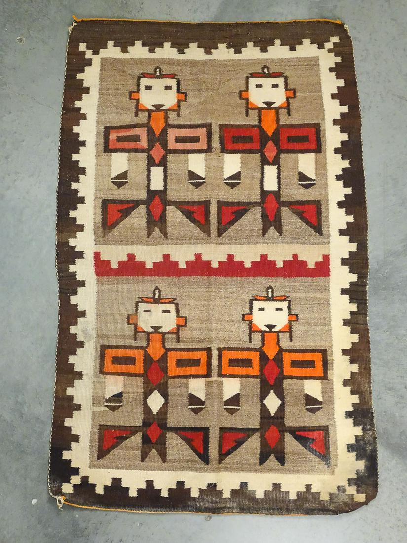 Vintage Early 20c Native American Navajo Rug w 4 Figures (1 of 7)