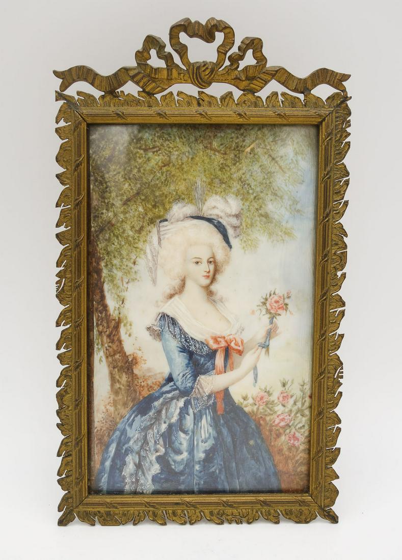 Antique Signed Jenny Savy Miniature Painting of French Noblewoman (1 of 6)