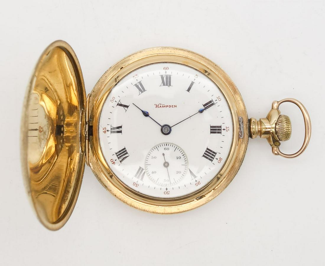 Antique 1904 Hampden Watch Co General Stark Grade 15J Gold GF Hunter Case Pocket Watch (1 of 9)