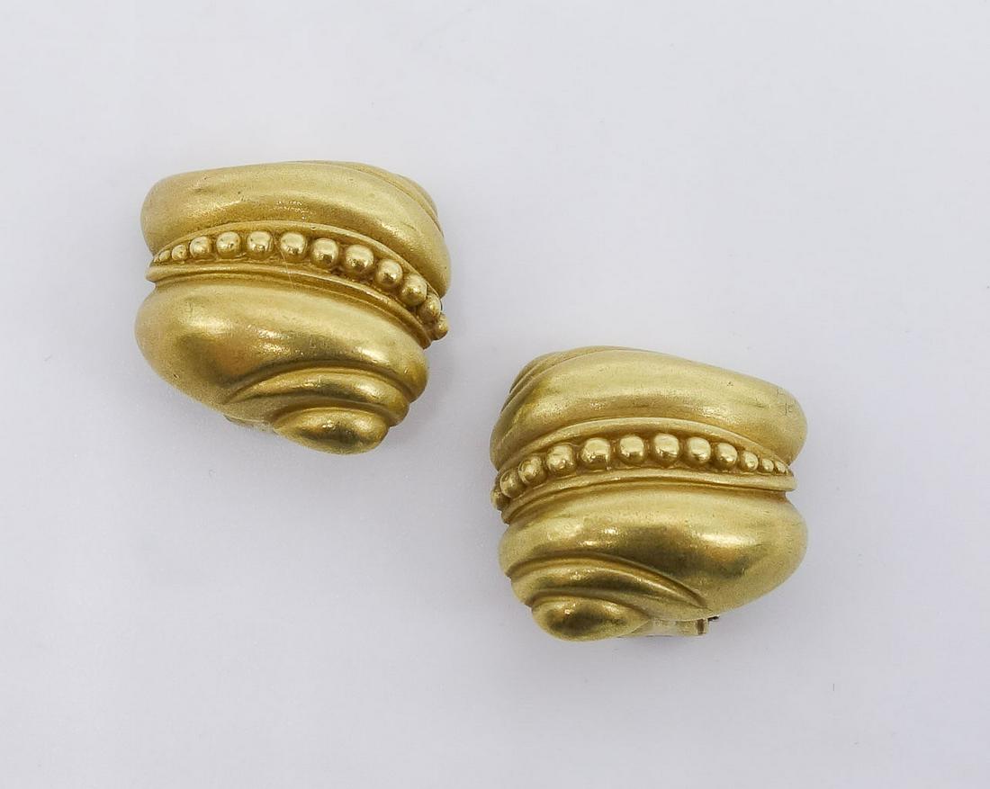 Vintage Kieselstein-Cord 18K Gold Caviar Earrings (1 of 4)