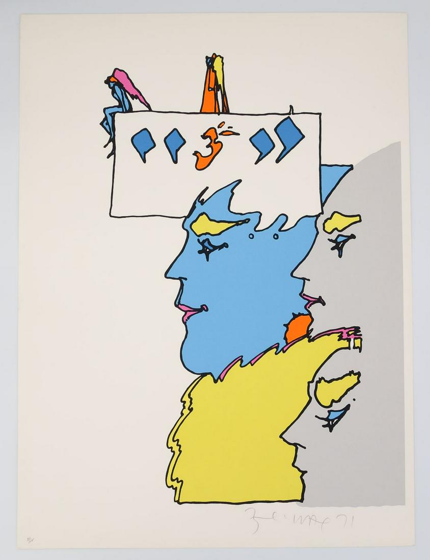 Peter Max Pop Art Print The Thought of God 1971 60/100 on Arches w Gallery Stamp (1 of 6)