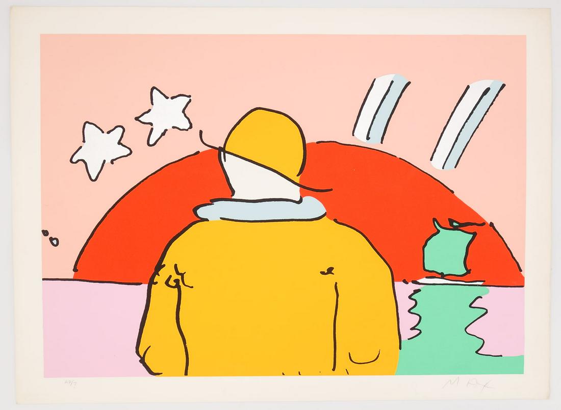 Peter Max Pop Art Serigraph Print Early Morning II 1977 AP/7 Artist Proof Gallery Stamp (1 of 4)