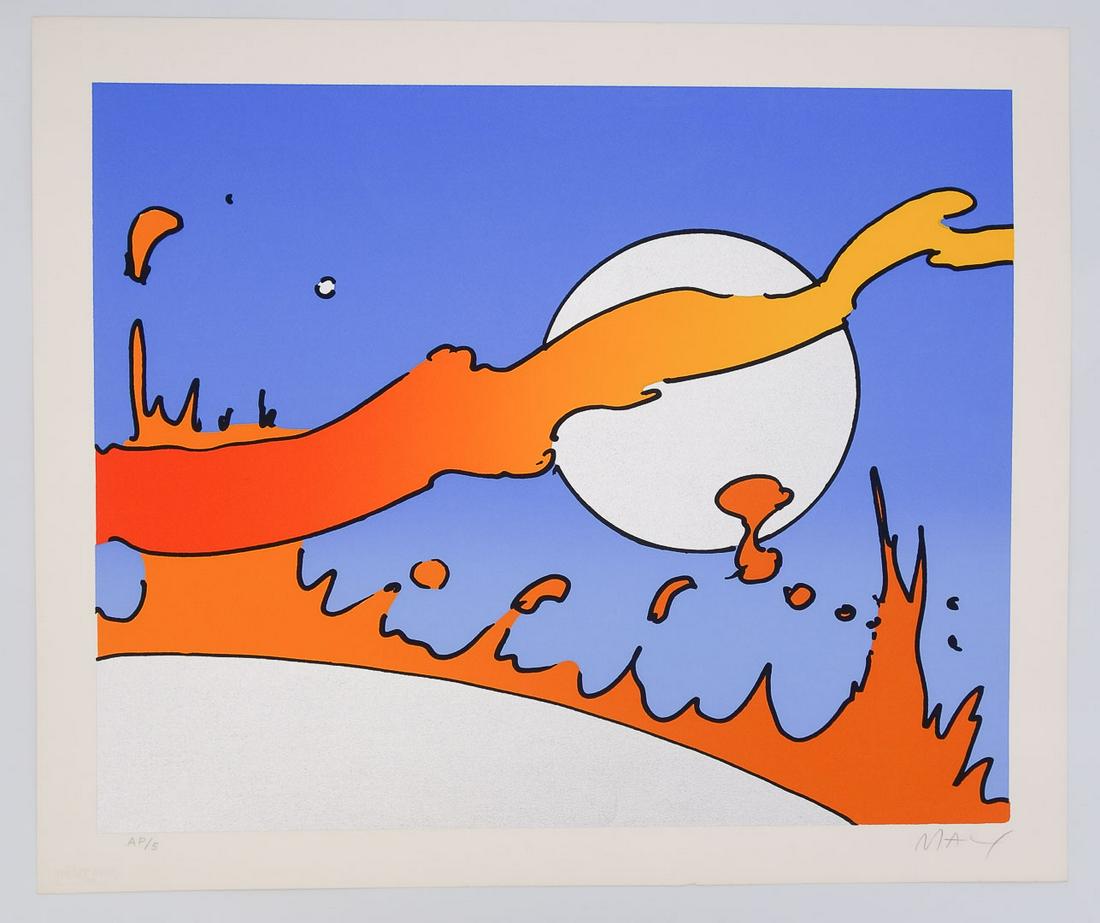 Peter Max Pop Art Serigraph Print Close to the Sun 1977 AP/5 Artist Proof on Arches w Gallery Stamp (1 of 5)