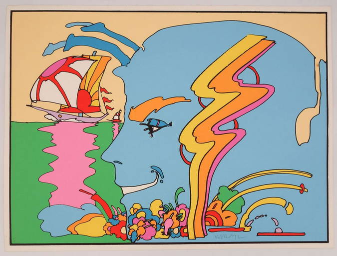 Peter Max Pop Art Art Mystic Sailing Serigraph Print 1972 Artist Proof