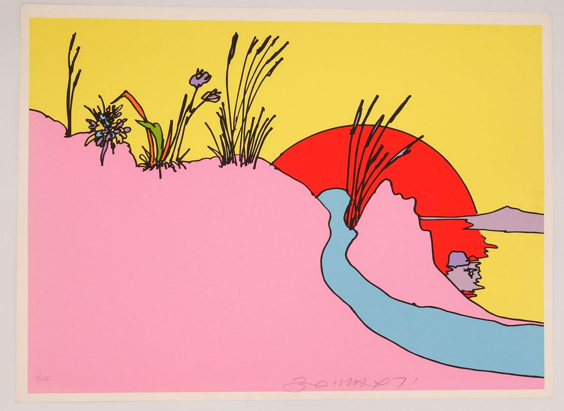 Peter Max Pop Art Serigraph Print Sunshine Peace Pink 1971 Artist Proof on Arches APIII (1 of 7)