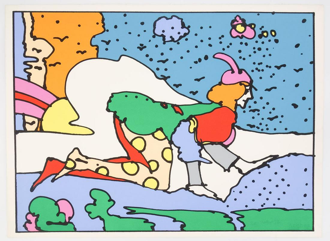 Peter Max Pop Art Serigraph Print The Playful Prince 1972 Signed Om Max on Arches (1 of 4)