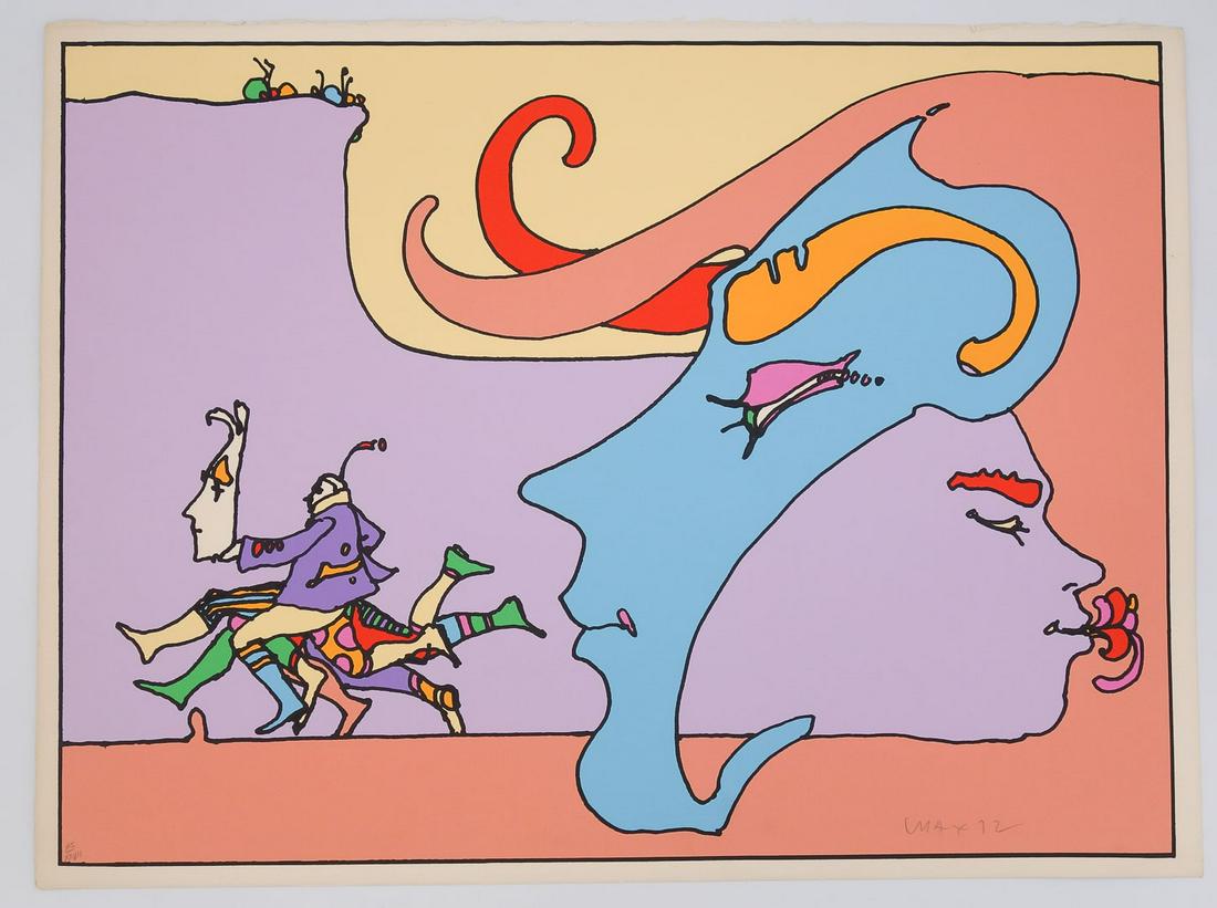 Peter Max Pop Art Serigraph Print Getting There Quickly 1972 Gallery Stamp HC/XXVII (1 of 5)