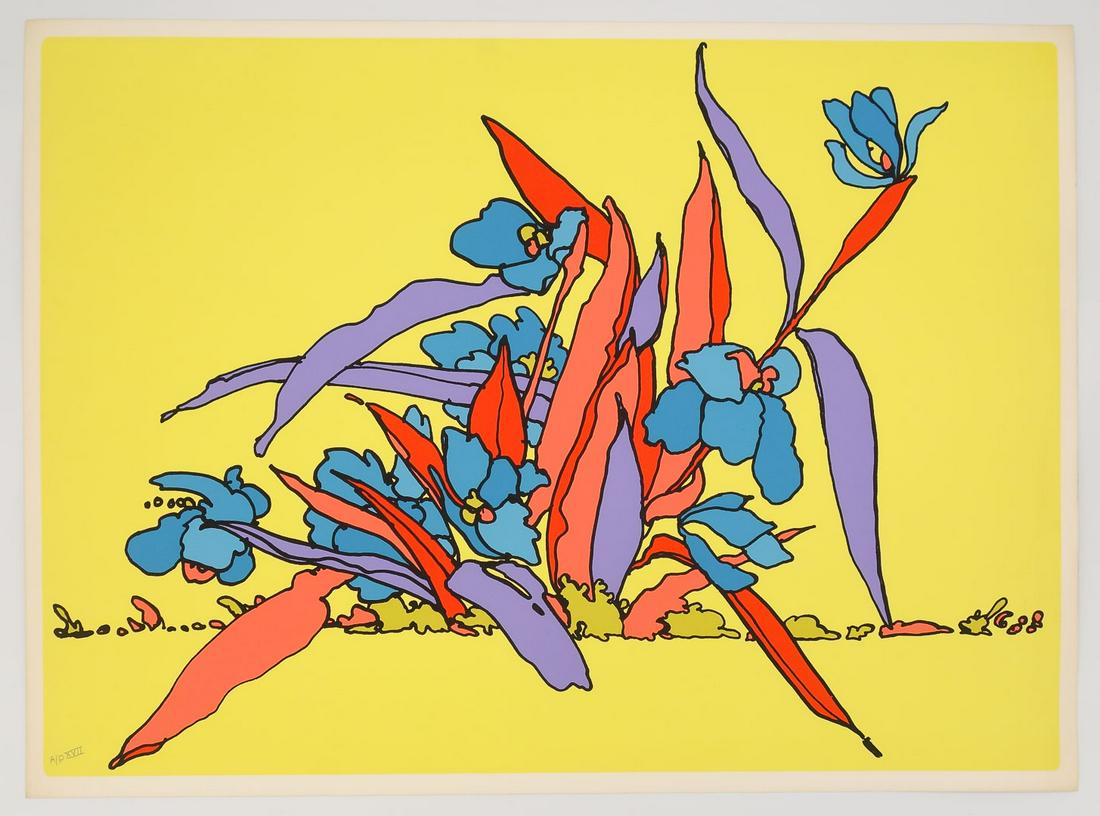 Peter Max Pop Art Screen Print Artist Proof XVII Flowers in Landscape (1 of 3)