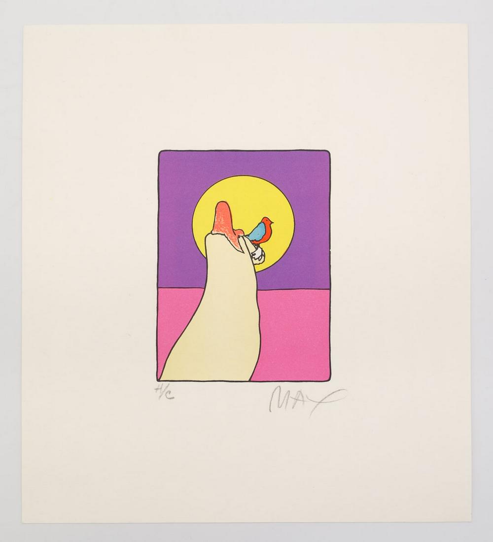 Peter Max Pop Art 1976 Serigraph Print "Sage with Bird" 1976 H/C on Arches (1 of 3)