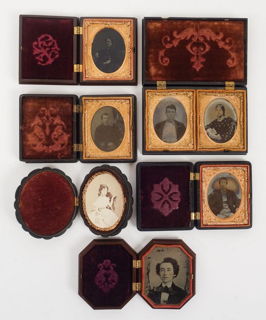 6 Antique Union Cased 19c Photographic Images Incl Double Marriage Portrait (1 of 9)