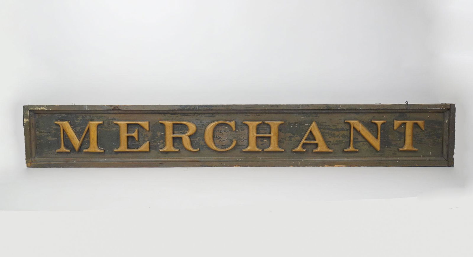 Large Antique Wooden Merchant Advertising Sign 84.5" (1 of 2)