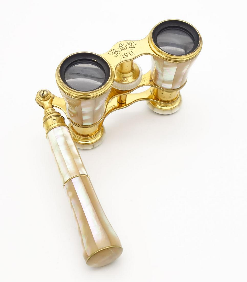 Antique Lemaire Paris Bronze Dore MOP Handled Opera Glasses (1 of 7)