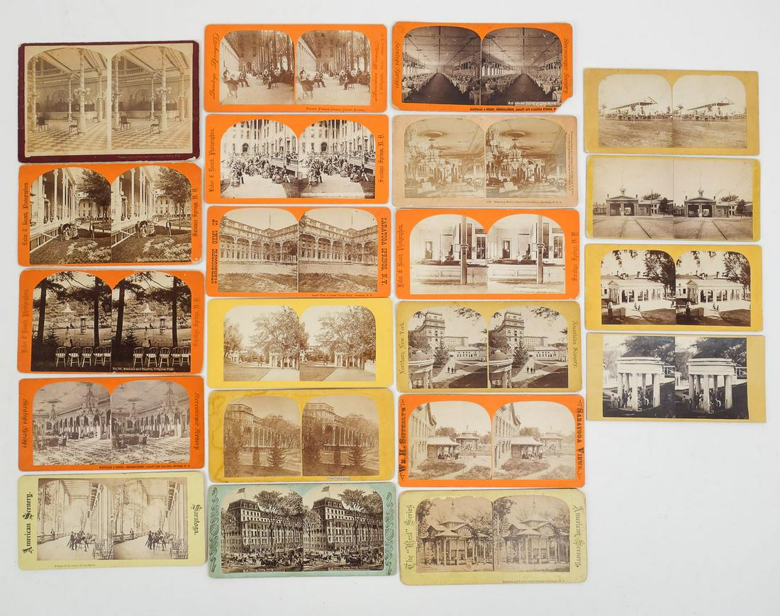 Antique Lot 21 Saratoga Springs NY Real Photo Stereoviews Railroad, Racetrack, Grand Union Hotel (1 of 7)