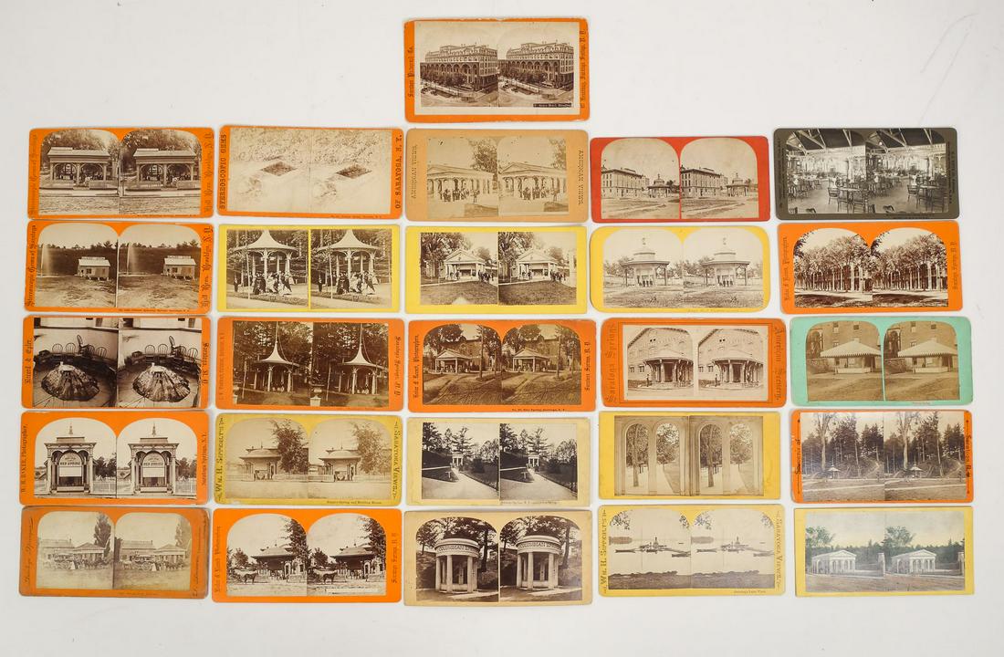 Antique Lot 26 Saratoga Springs NY Real Photo Stereoviews Natural Springs incl Hamilton, Glacier: This is a 19th century antique lot of 26 real photo stereoviews of various natural springs around Saratoga Springs, New York including Hamilton, Glacier, The Old Red Spring, Columbia, High Rock, and m
