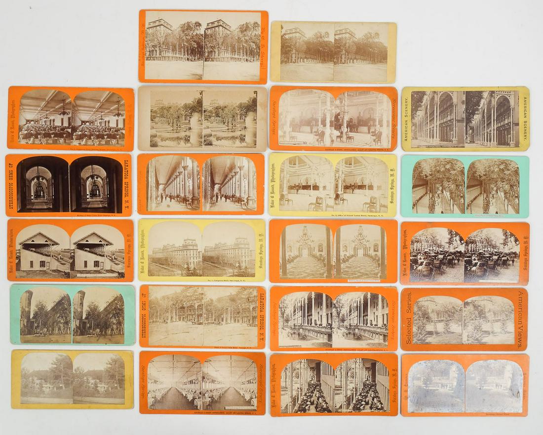 Antique Lot 22 Saratoga Springs NY Real Photo Stereoviews incl Racetrack, Grand Union Hotel (1 of 8)