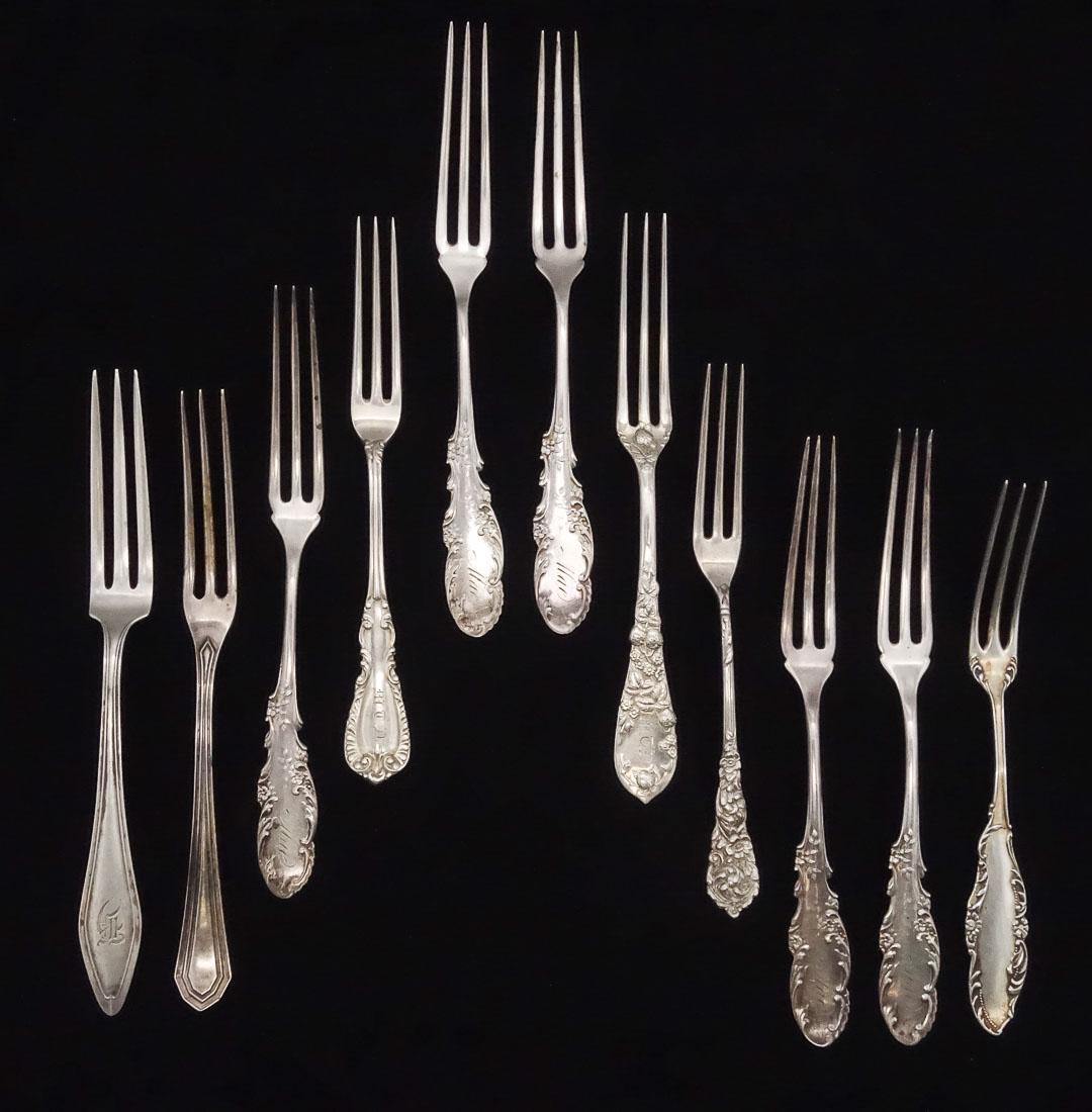 Antique 11 Assorted Sterling Silver Strawberry Forks incl Towle, Reed Barton, Whiting, Durgin (1 of 5)