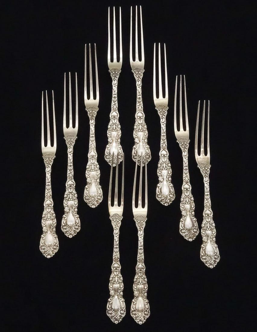 Antique Set 10 Gorham Imperial Chrysanthemum Sterling Silver Berry Forks Old Mark No Mono (1 of 5)
