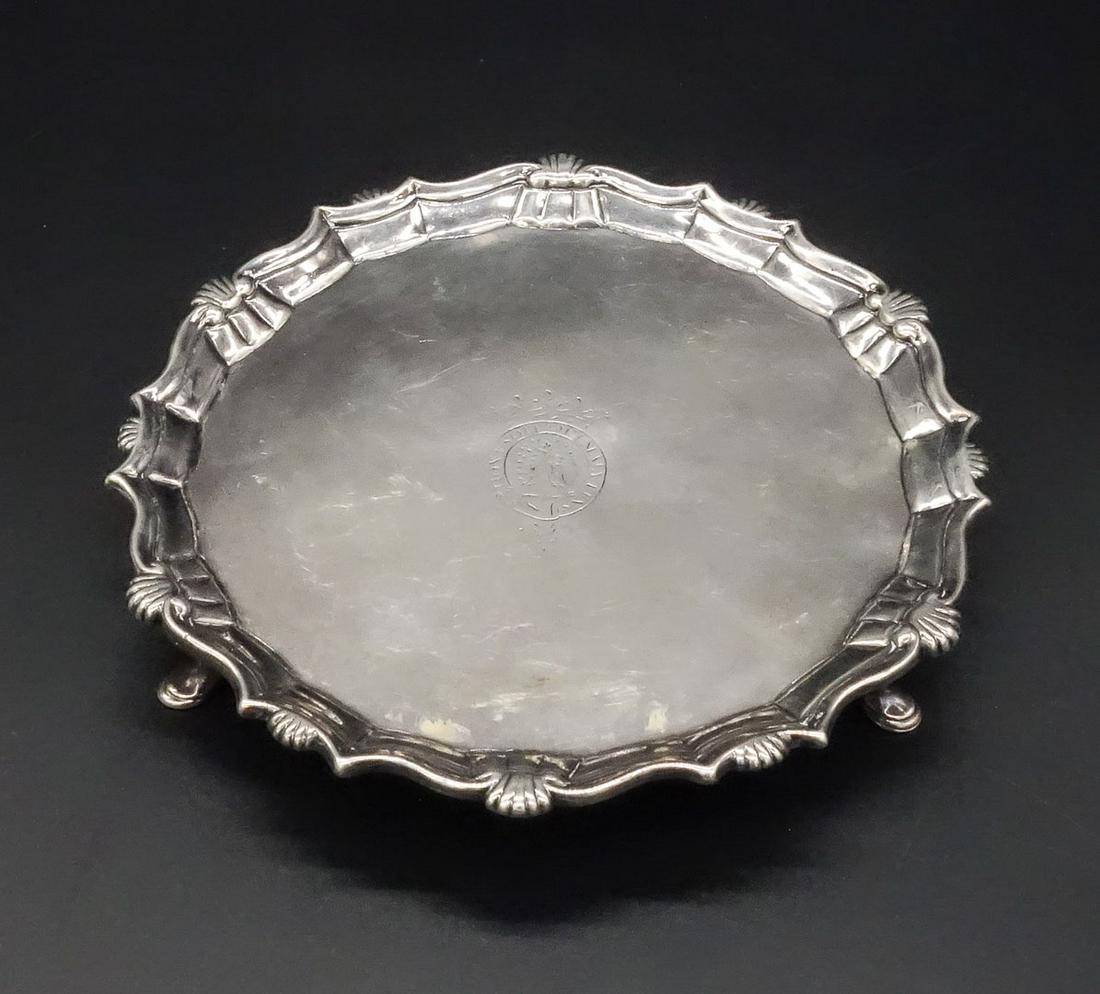 Antique English 1752 Sterling Silver Card Tray Salver (1 of 8)