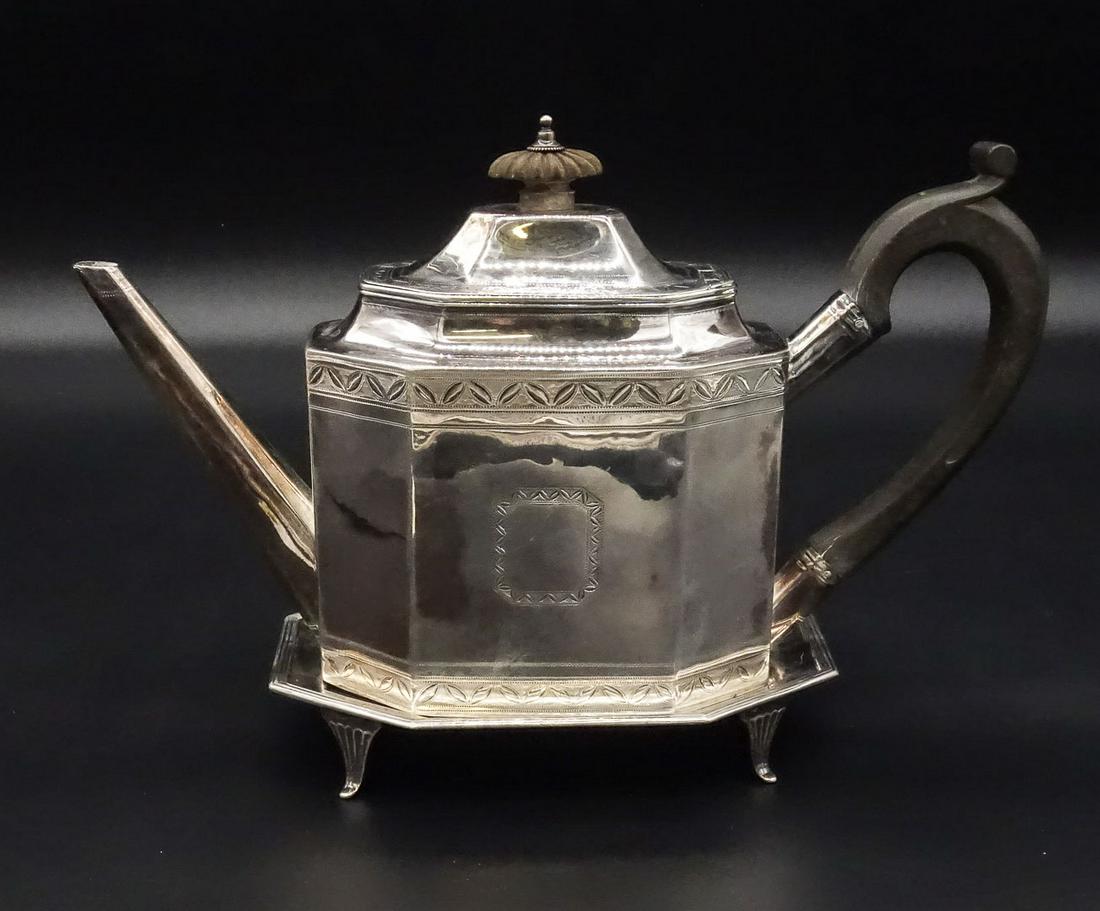 Antique English Georgian Sterling Silver Teapot on Stand (1 of 13)