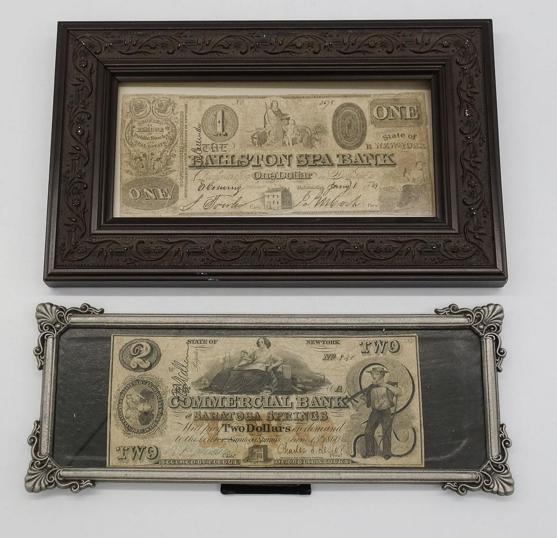 Antique Lot Currency 1860 $2 Commercial Bank of Saratoga Springs, NY, 1844 $1 Ballston Spa Bank (1 of 7)