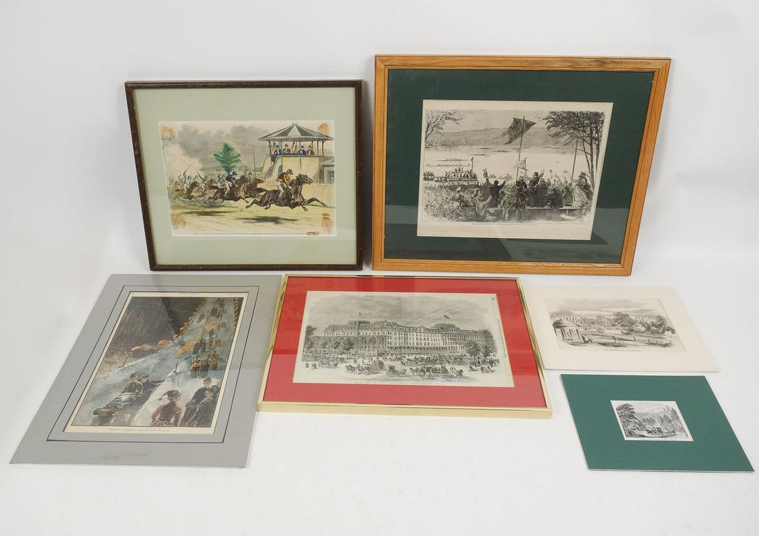 Lot 6 Prints Saratoga Springs NY Congress Spring, Racetrack, US Hotel, Toboggan Hill, Regatta (1 of 6)