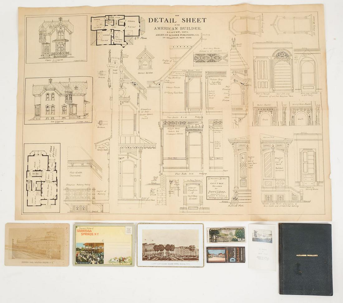 Antique Lot Saratoga Springs NY Souvenirs, Ephemeria incl Victorian House Architect Drawing (1 of 6)