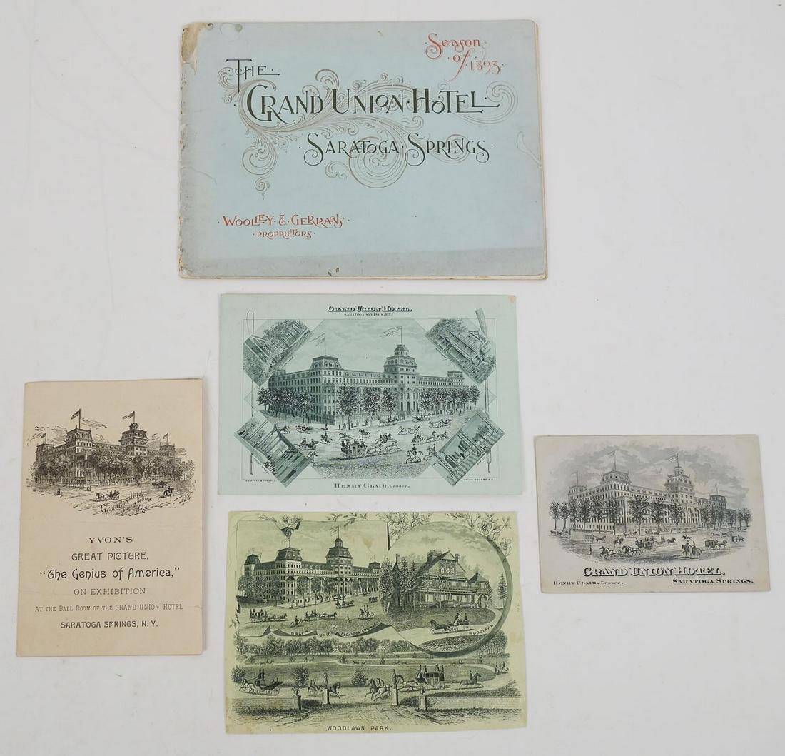 Antique 19c Saratoga Springs, New York Grand Union Hotel Ephemera incl Dinner Menus (1 of 10)
