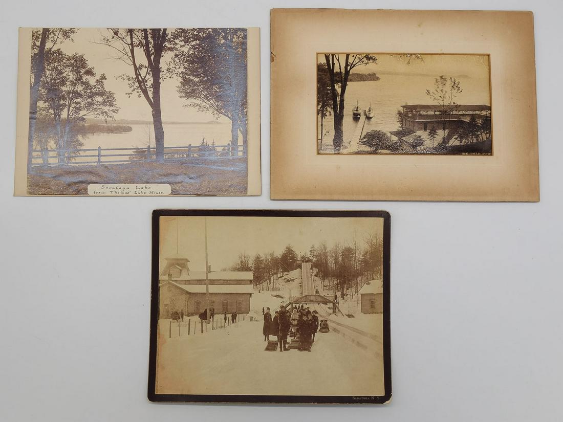 Antique Lot 3 Mounted Albumen Photographs Saratoga Springs, New York, Saratoga Lake (1 of 6)