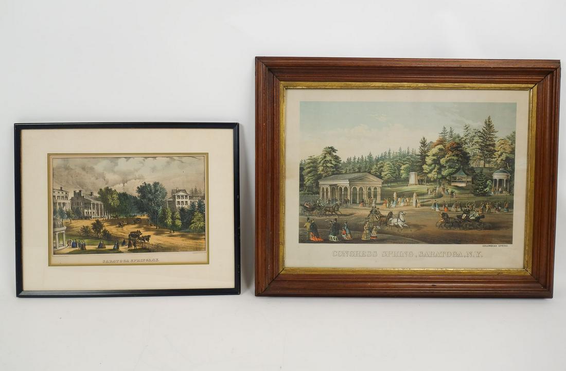 Lot 2 Prints Saratoga Springs NY incl Currier and Ives, Congress Spring (1 of 7)