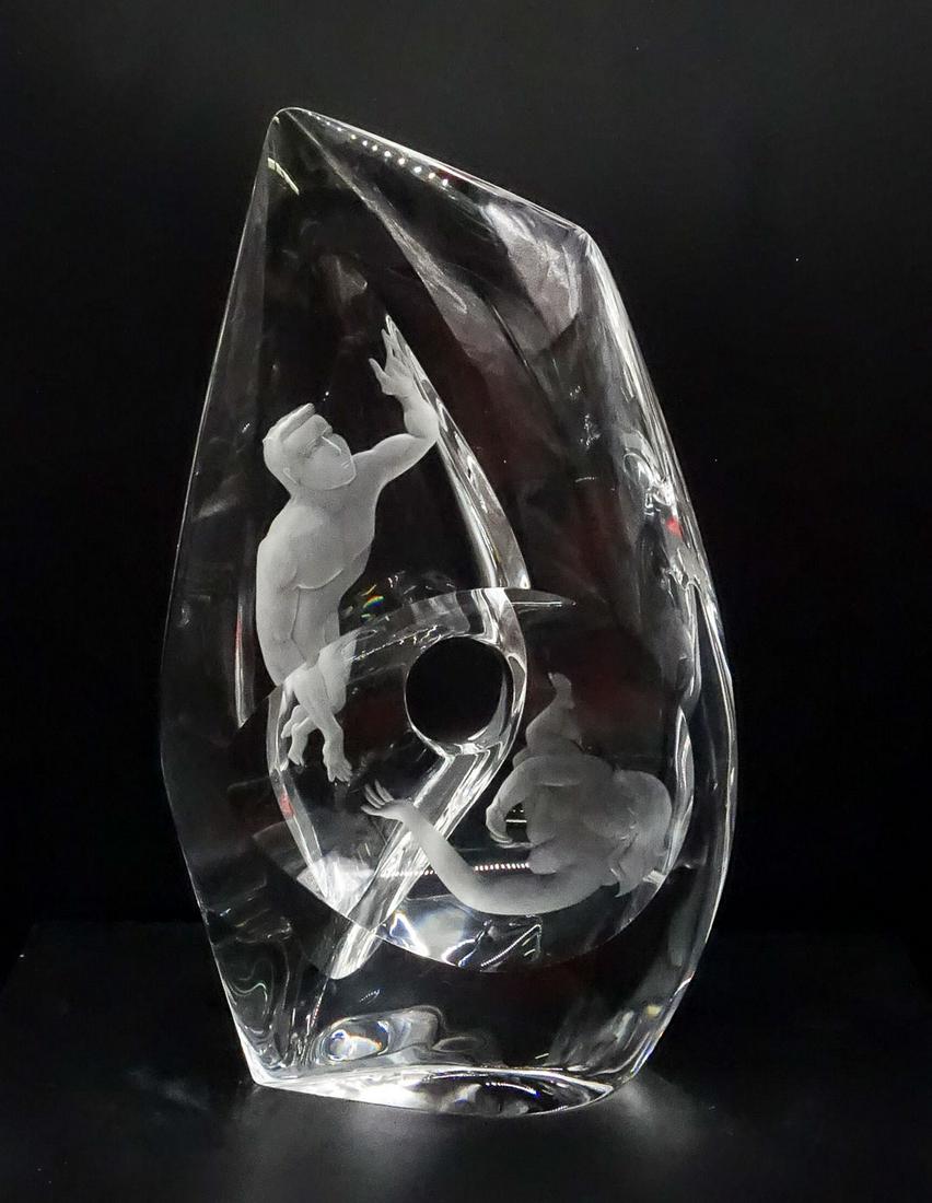 Steuben Art Glass Sculpture "Enigma" Designed by Donald Pollard with Lit Base and Orig Case (1 of 20)