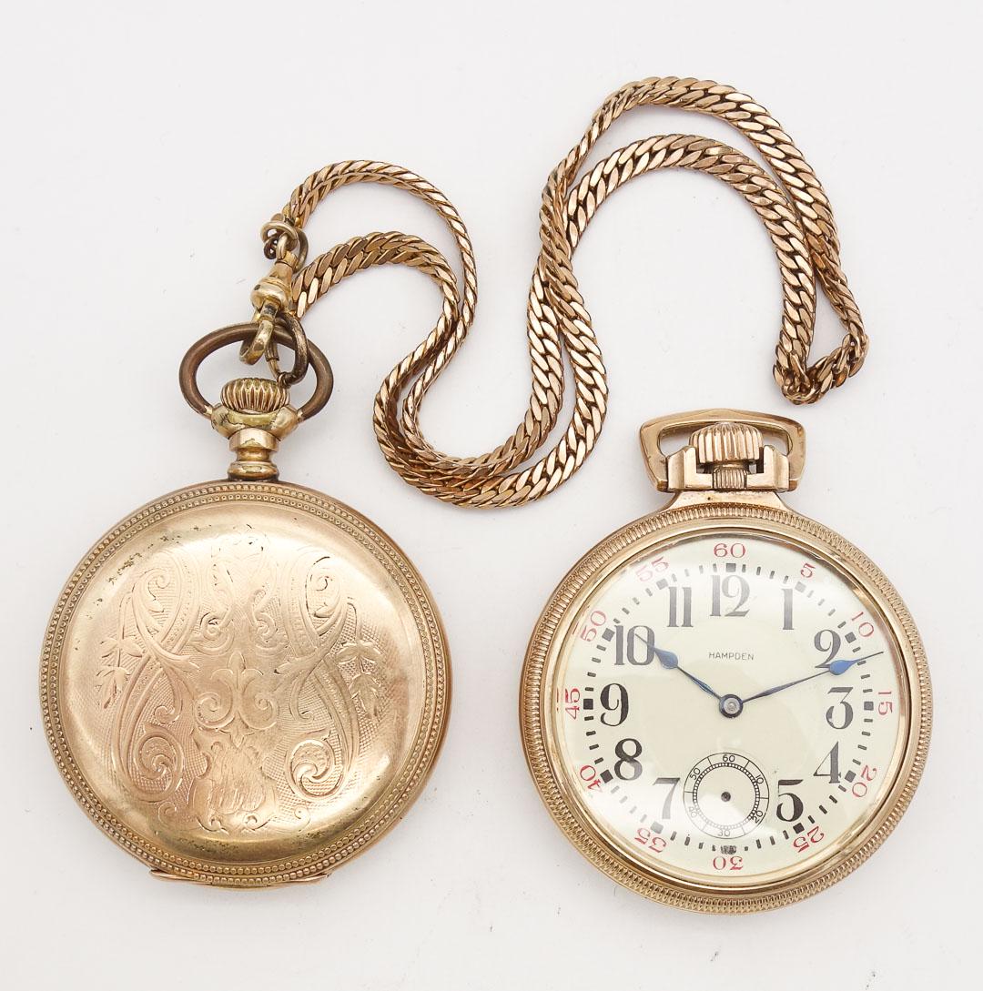 Antique Lot 2 Hampden Watch Co Pocket Watches incl 17J William McKinley, Hunter Case (1 of 8)