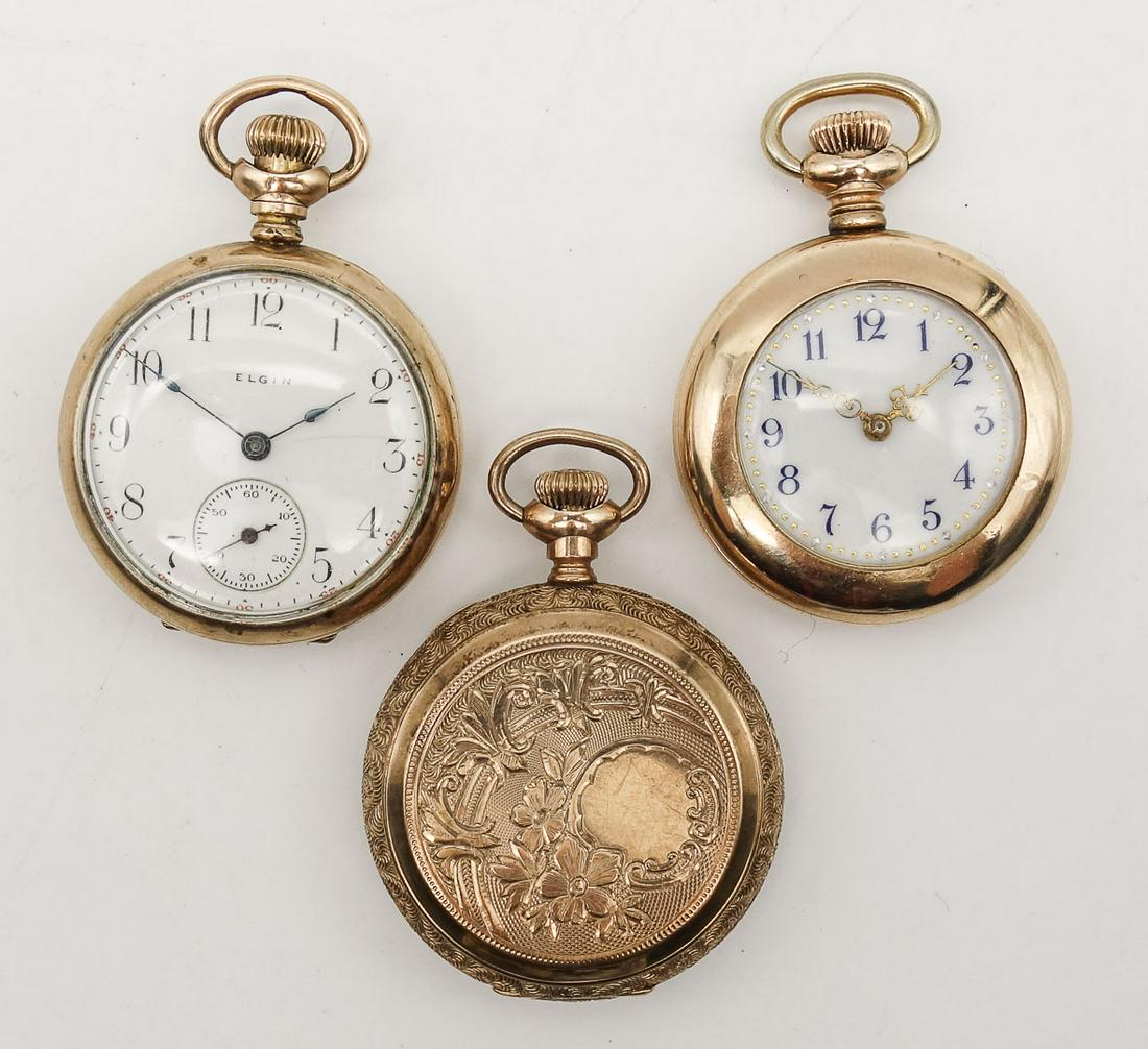 Antique Lot of 3 Gold GF Ladies Pendant Watches incl Elgin and New England Watch Co (1 of 7)