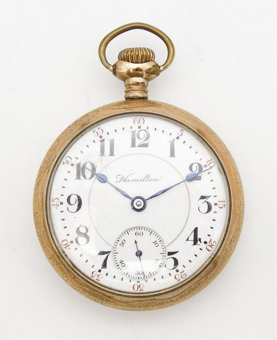 Antique Gold GF Hamilton 940 Railroad Grade 21 Jewel 5 ADJ Pocket Watch (1 of 6)