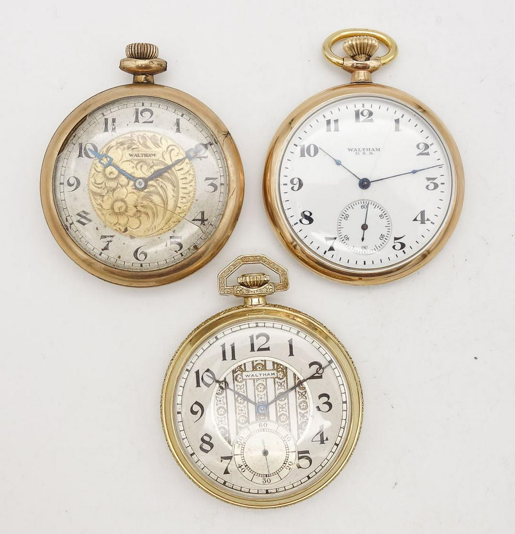 Antique Lot of 3 Gold GF American Waltham Pocket Watches incl Art Deco (1 of 5)