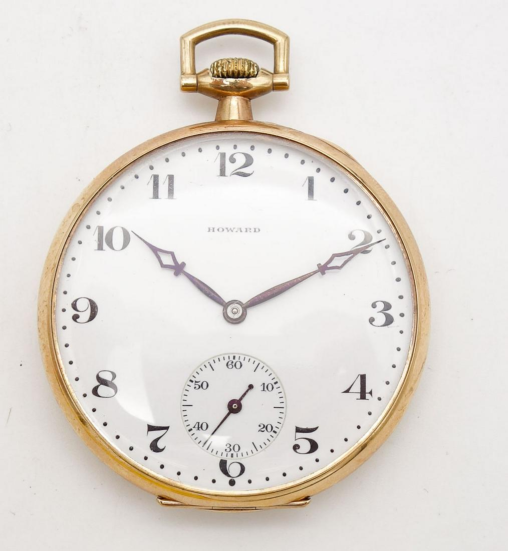 Antique Howard Gold GF 17 Jewel Open Face Pocket Watch (1 of 7)