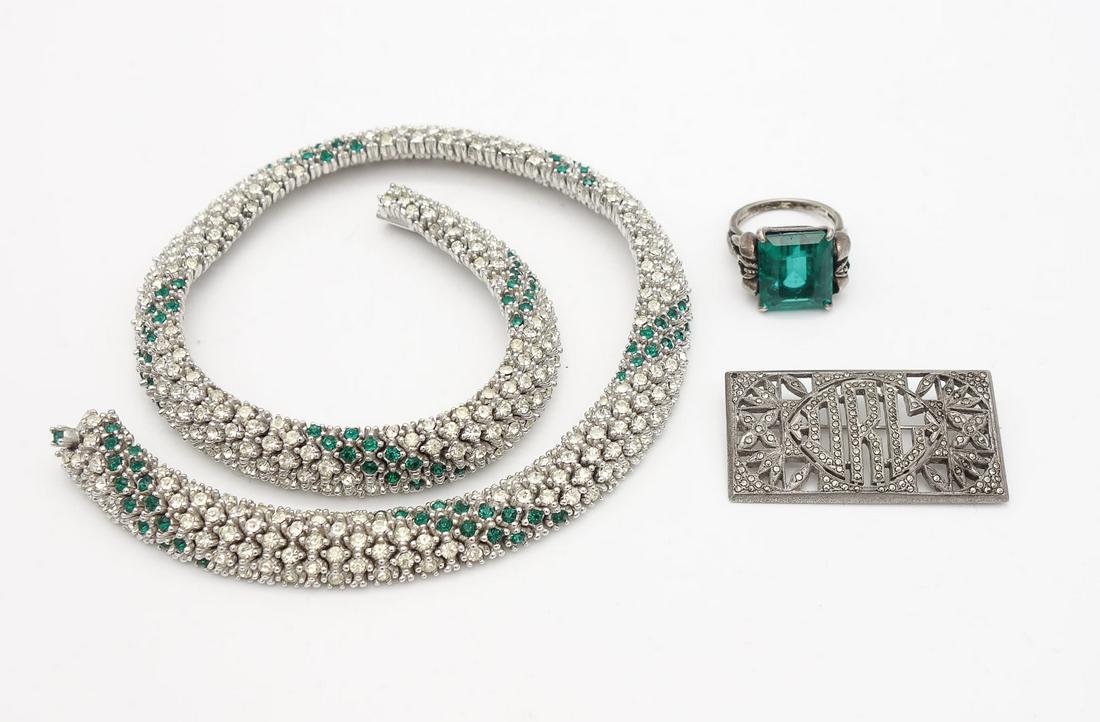 Vintage Ciner Necklace, Ring, Filigree Brooch incl Sterling Silver, Marcasite (1 of 9)