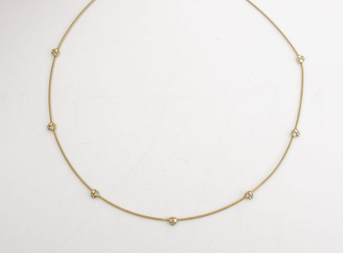 Designer Paul Morelli 18K Gold Cable Diamond Station Choker Necklace (1 of 5)