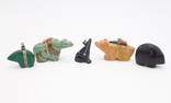 Group 5 Native American Carved Hard Stone Figural Fetish Figurines incl Bears and Wolf