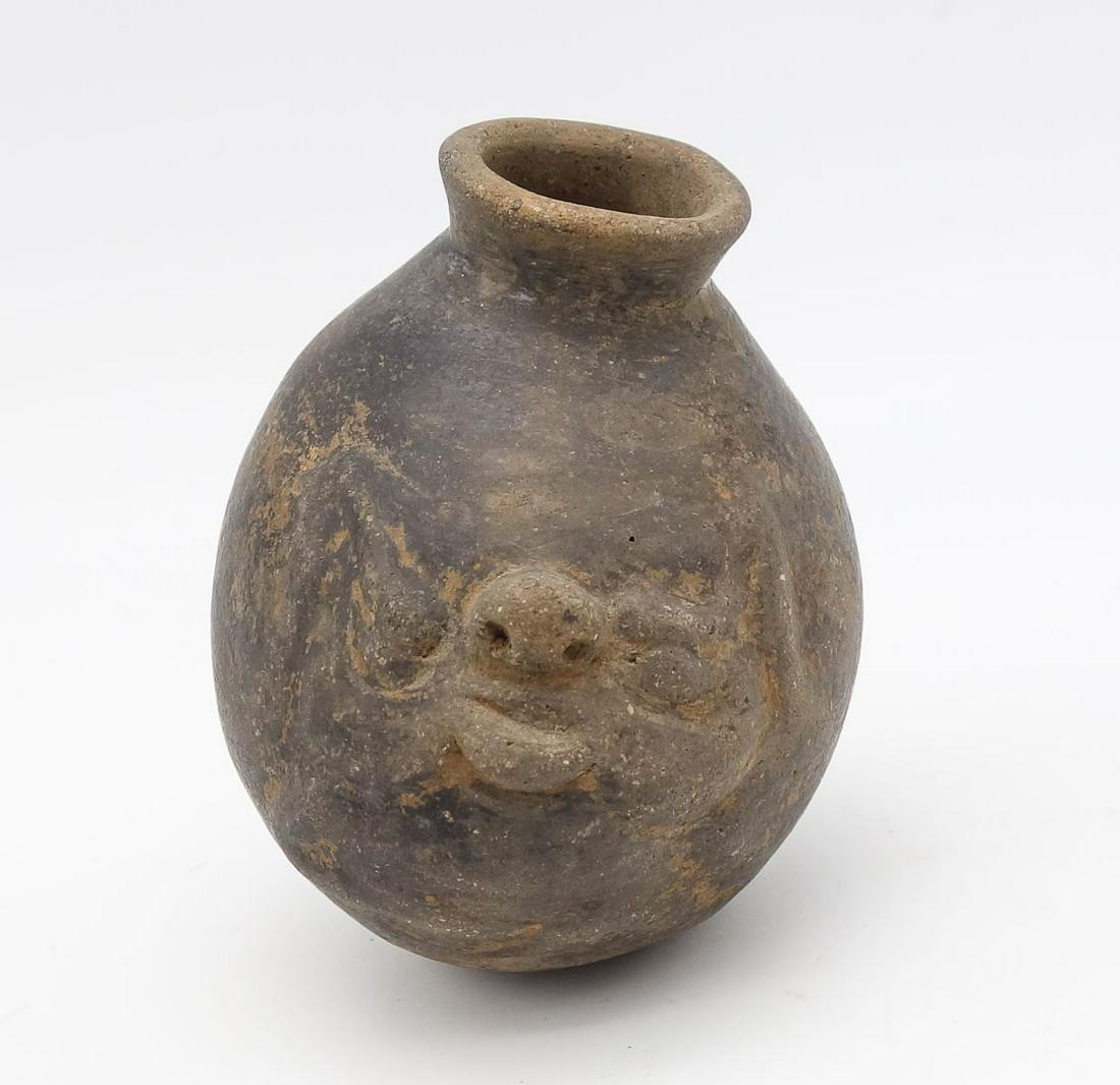 Pre-Columbian Costa Rican Pottery Vessel w Molded Face c. 800 A.D. (1 of 6)