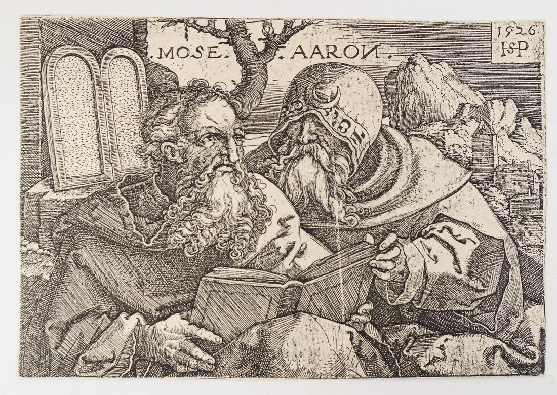 Hans Sebald Beham Engraving of Moses and Aaron (1 of 2)