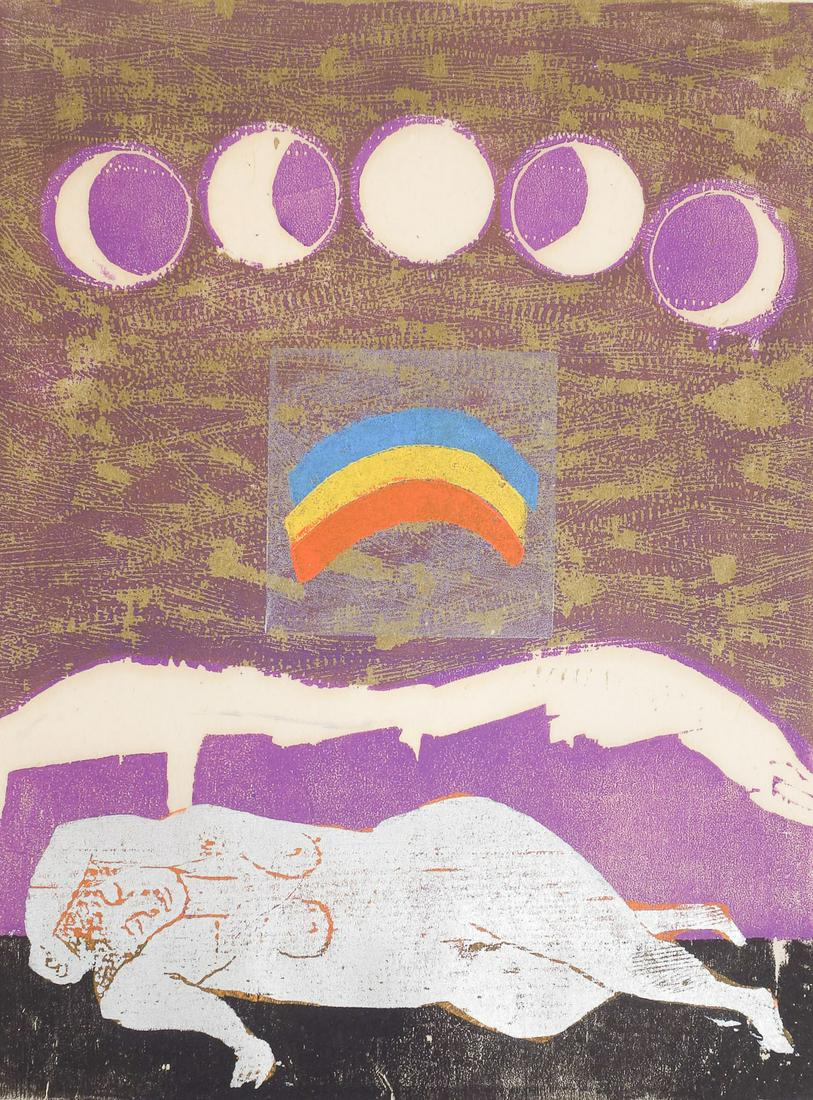 1968 Signed Antonio Frasconi Woodcut Print "Sueno" 38/200 (1 of 7)