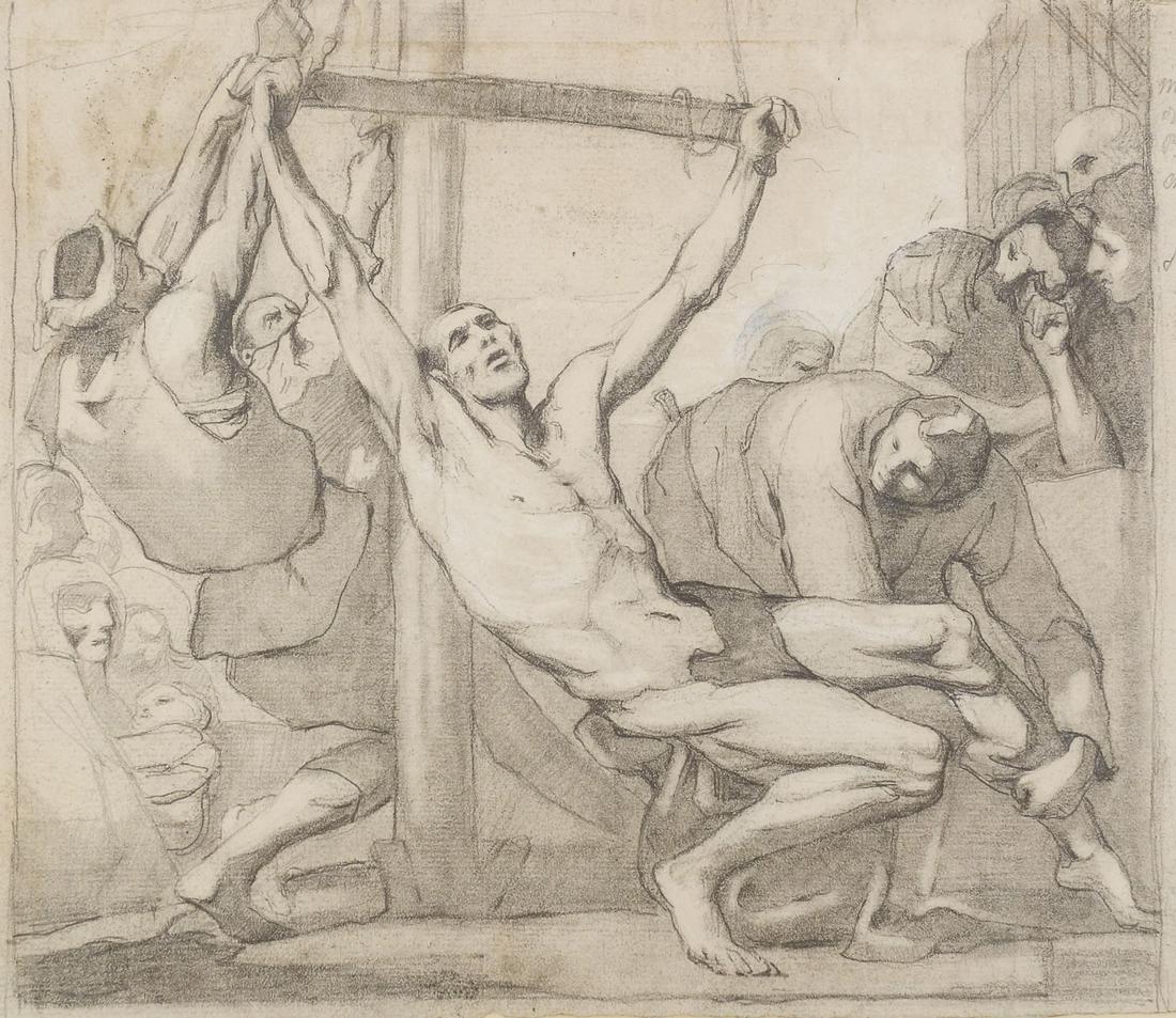 After Jusepe de Ribera Martyrdom of St Philip Old Master Drawing on Laid Paper (1 of 5)